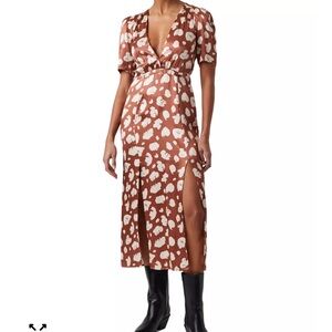 NWT French Connection Brown and Cream Midi Dress, size 12